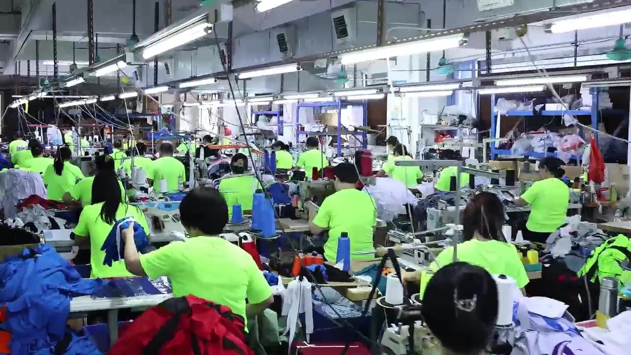 Sportswear sewing workshop in Dongguan